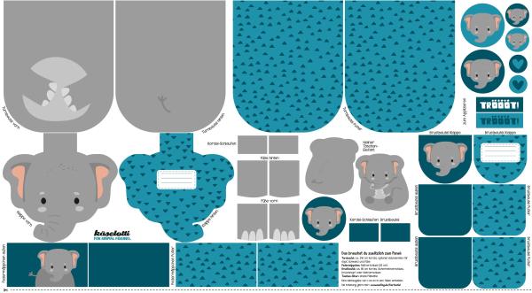 Tierbeutel Elefant by Käselotti Panel ca. 80cm 